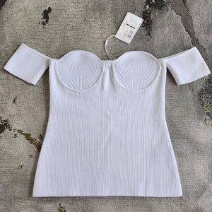 Helmut Lang Contour Corset Bustier Knit Top in White XS-new with tags unworn!